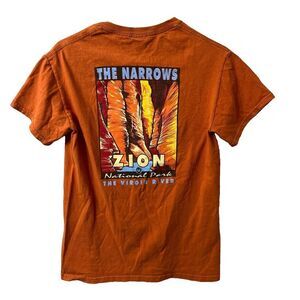 Utah The Narrows Zion National Park Gildan Ultra Cotton Orange T Shirt Small